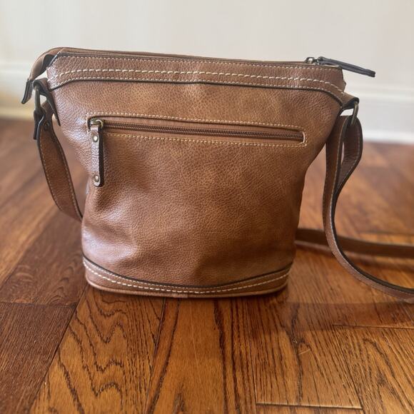 B.O.C Born Concept Brown Weave Crossbody Handbag Purse Long Adjustable Strap Zip - Picture 2 of 16